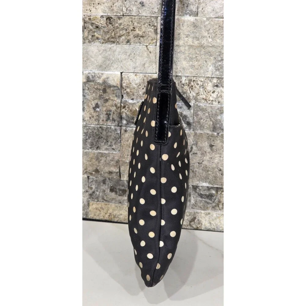 Vintage Y2K Kate Spade Polka Dot Crossbody Small Black Bag Patent Leather Strap - Picture 10 of 13